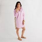 Caryn Lawn Preppy Dress Pink Stripe and Floral