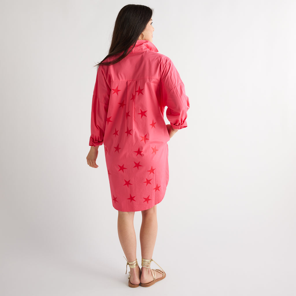Caryn Lawn Preppy Star Back Dress Fuchsia