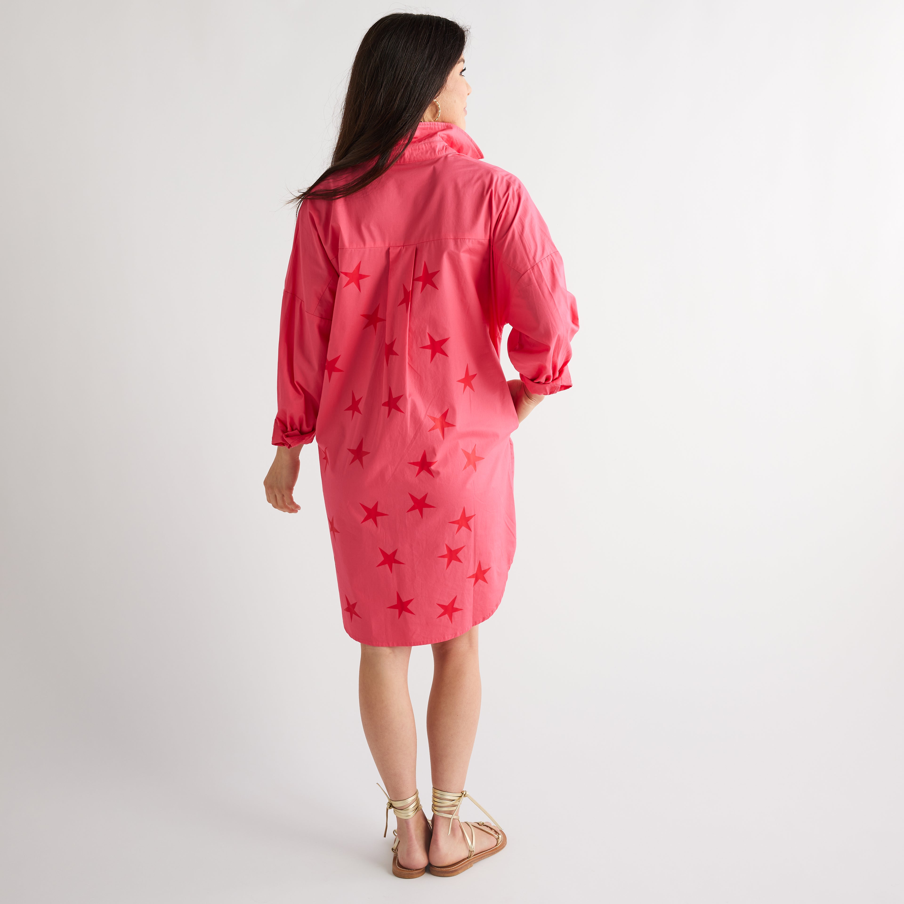 Caryn Lawn Preppy Star Back Dress Fuchsia