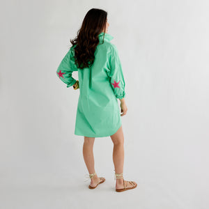 Caryn Lawn Preppy Star Dress Green