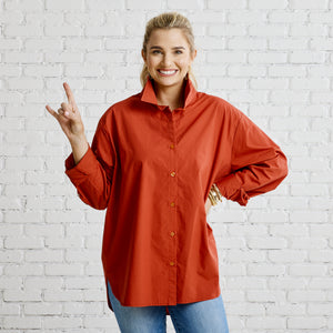 Caryn Lawn Preppy Gameday Top Burnt Orange