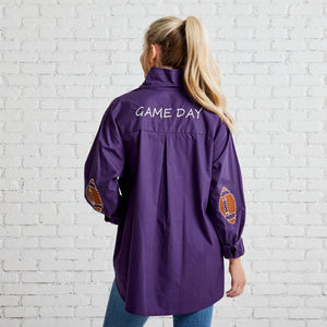 Caryn Lawn Preppy Gameday Top Purple