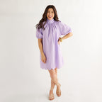 Caryn Lawn Ryan Bow Dress Lilac Scallop