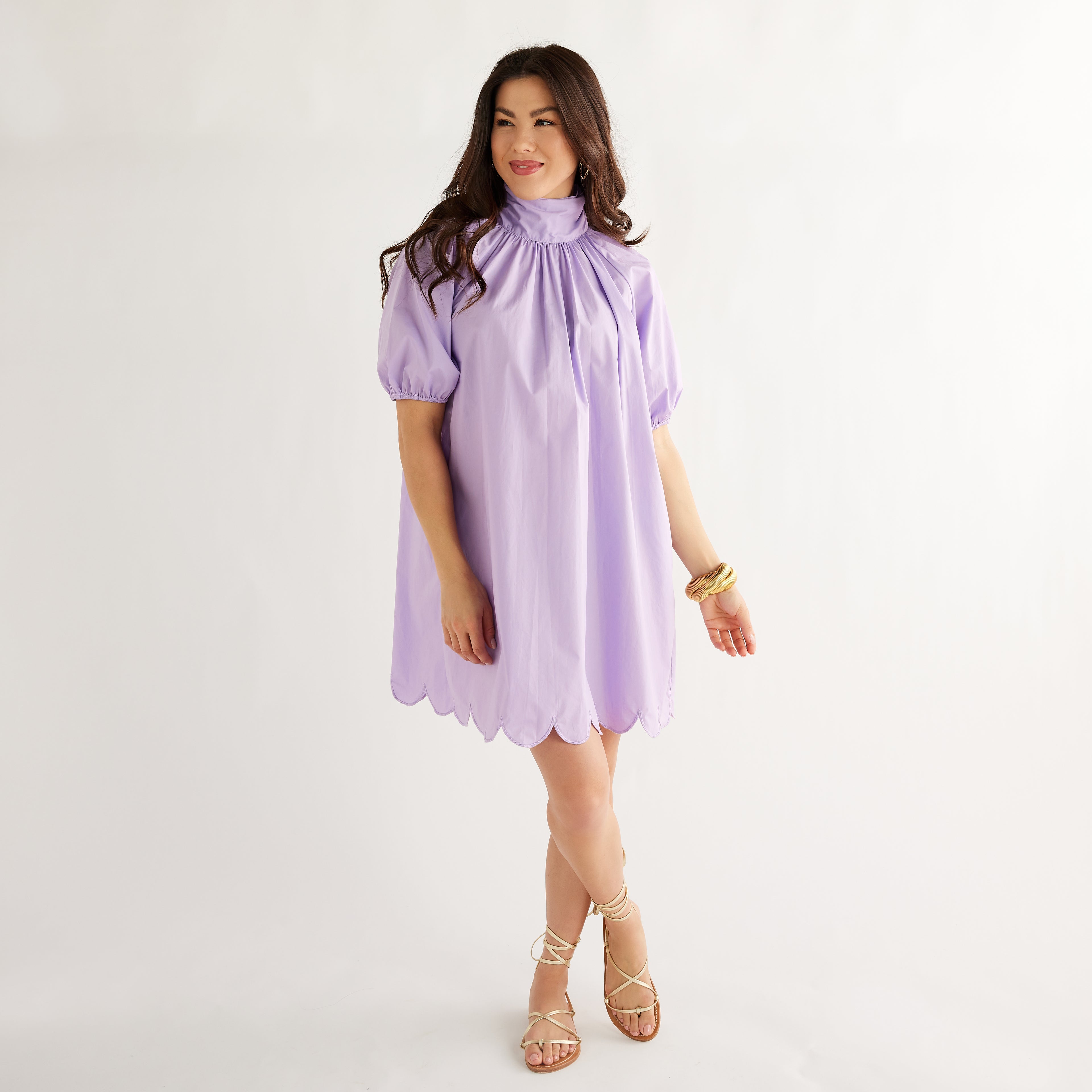 Caryn Lawn Ryan Bow Dress Lilac Scallop