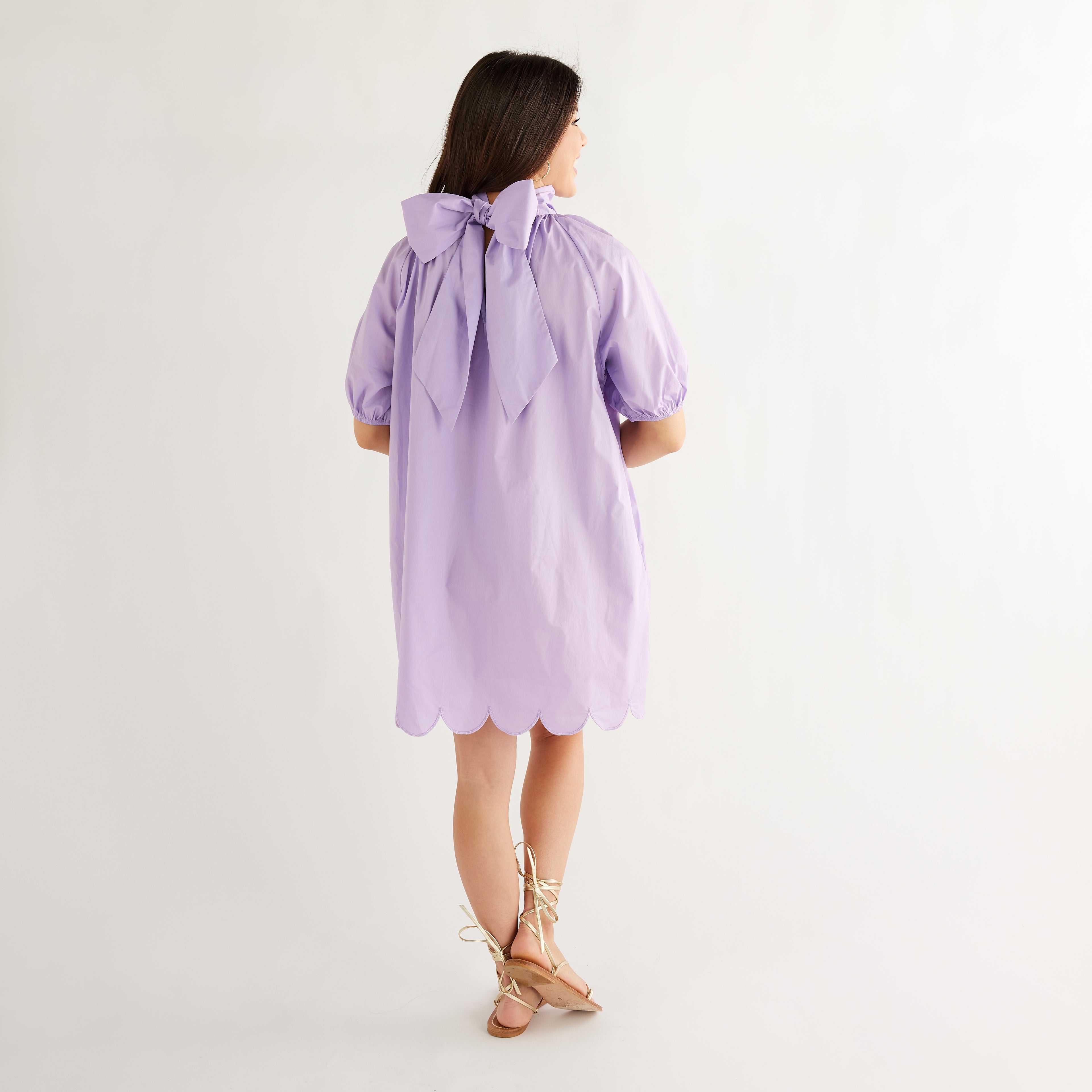 Caryn Lawn Ryan Bow Dress Lilac Scallop