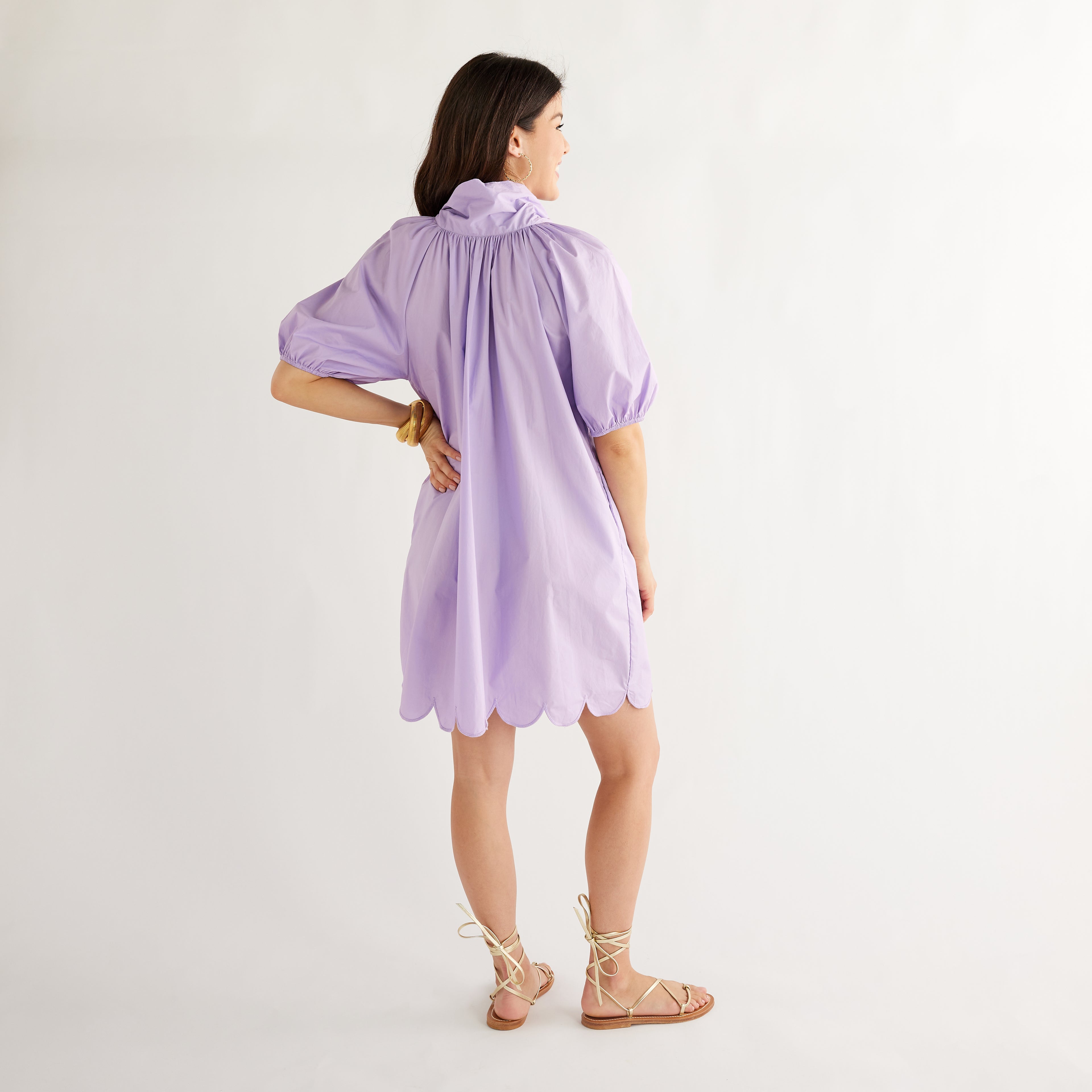 Caryn Lawn Ryan Bow Dress Lilac Scallop