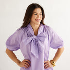 Caryn Lawn Ryan Bow Dress Lilac Scallop