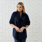 Caryn Lawn RYAN BOW SPARKLE TOP NAVY