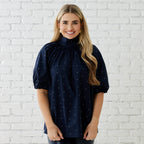 Caryn Lawn RYAN BOW SPARKLE TOP NAVY