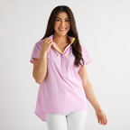 Caryn Lawn Emily Top Pink Stripe