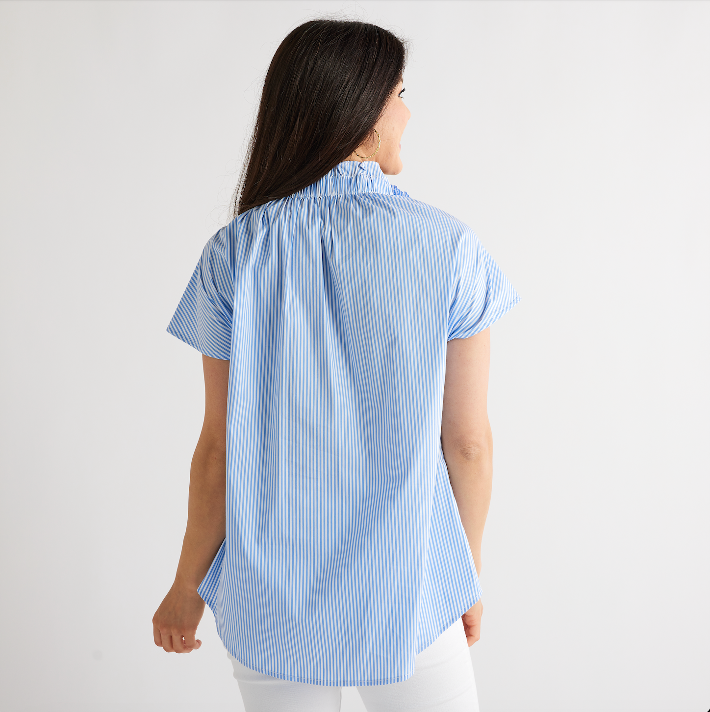 Caryn Lawn Emily Top Blue Stripe