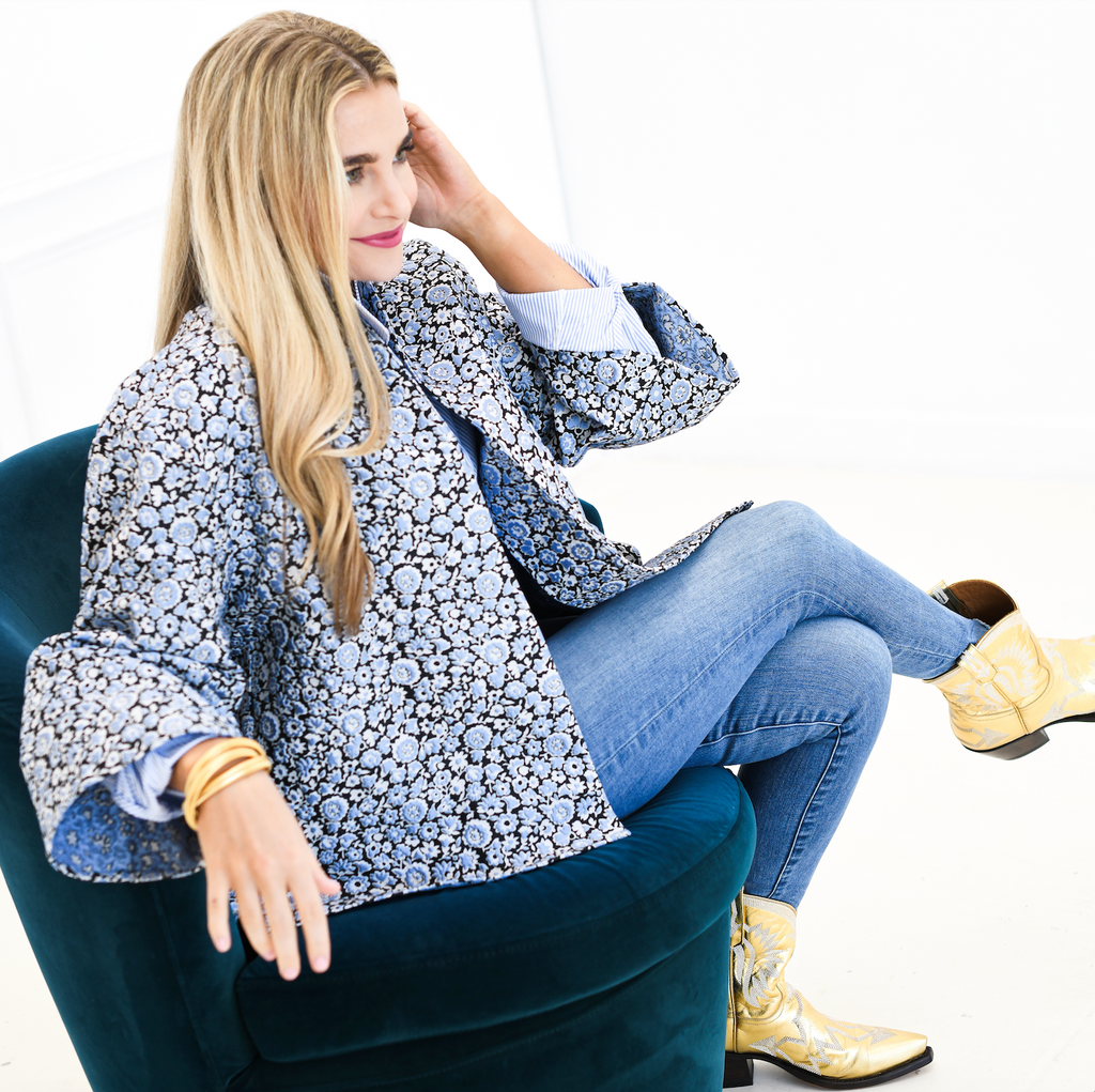 Caryn Lawn Jackie Jacquard Jacket Powder and Navy