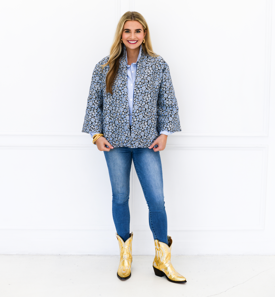 Caryn Lawn Jackie Jacquard Jacket Powder and Navy
