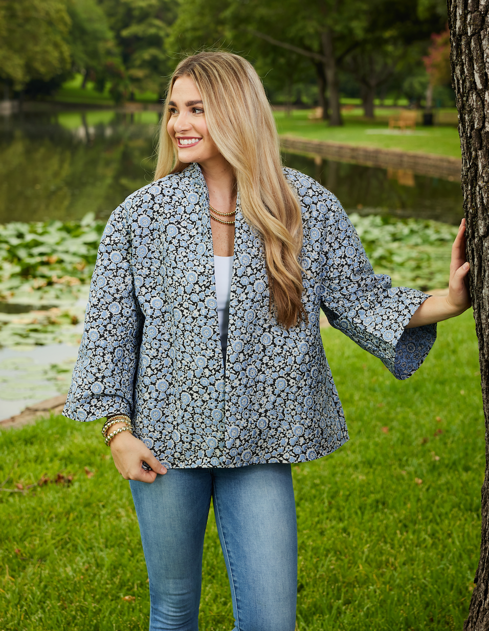 Caryn Lawn Jackie Jacquard Jacket Powder and Navy