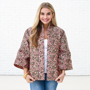 Caryn Lawn Jackie Jacquard Jacket Pink and Green