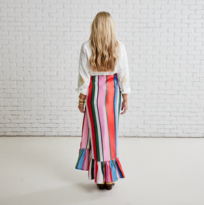 Caryn Lawn Whitney Wrap Skirt Multi Stripe