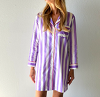 Caryn Lawn Lavender Stripe Sleep Shirt