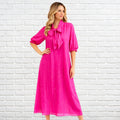 Ryan Bow Long Dress Hot Pink