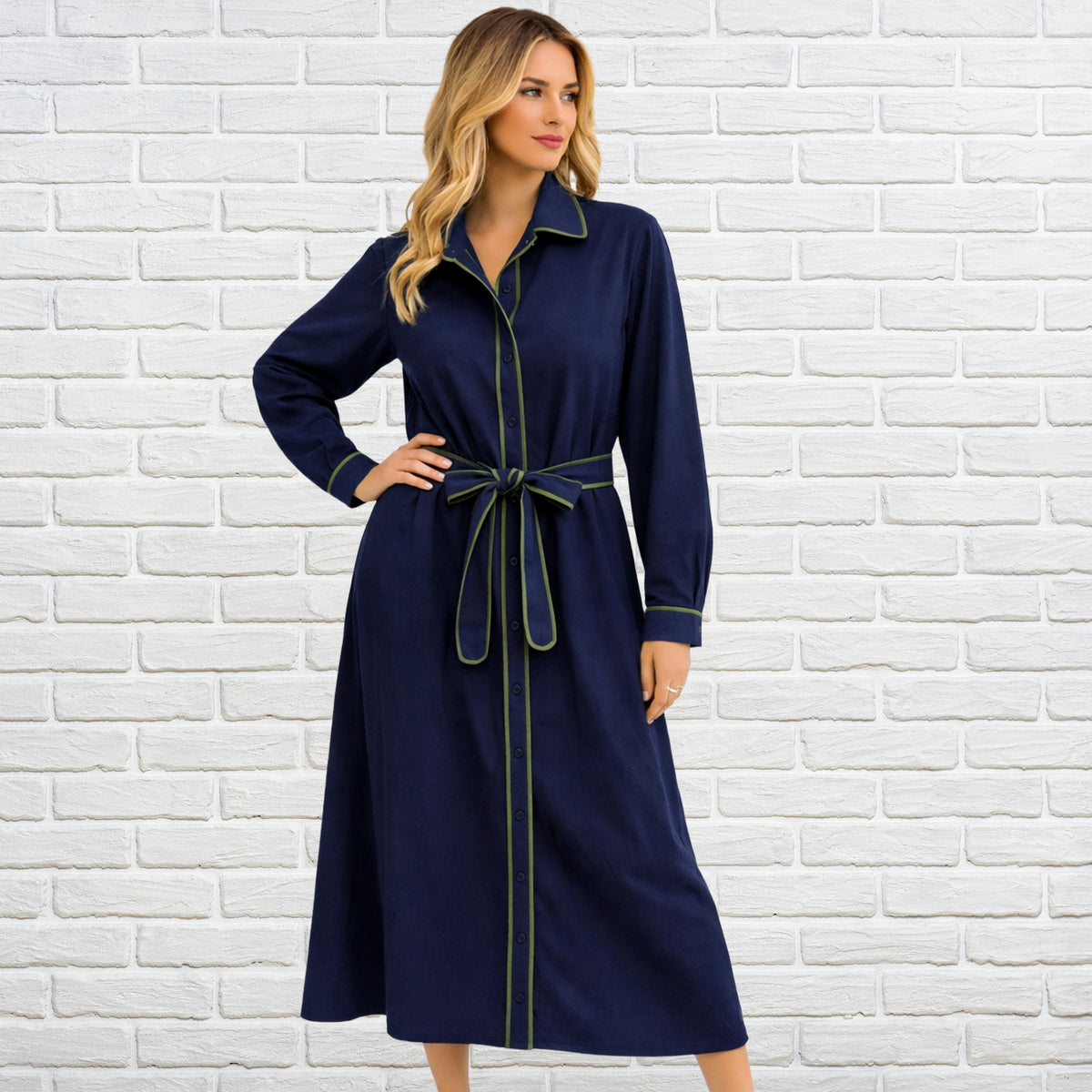 Reagan Dress Navy/Olive