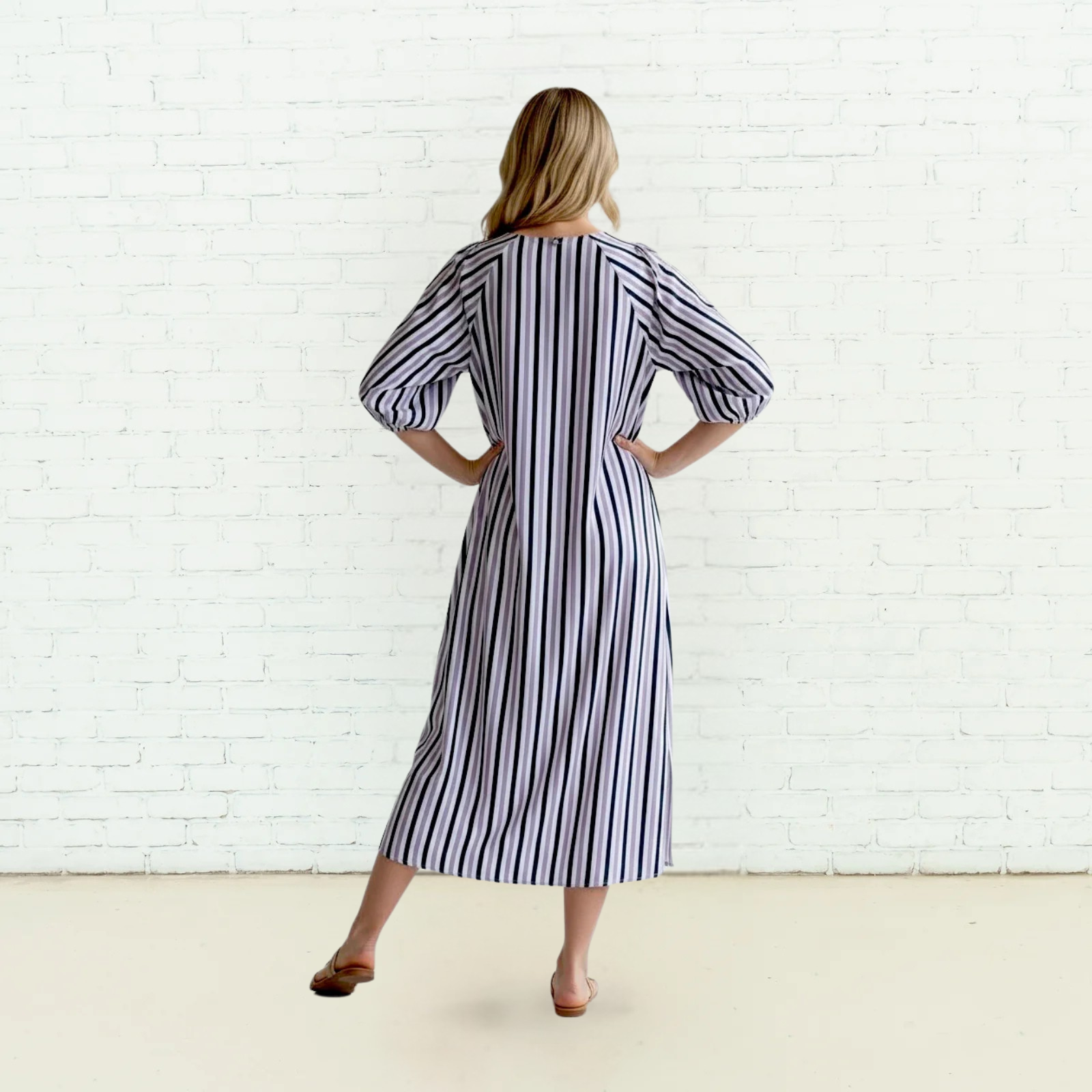 Coco Palm Beach Dress Lavender and Navy