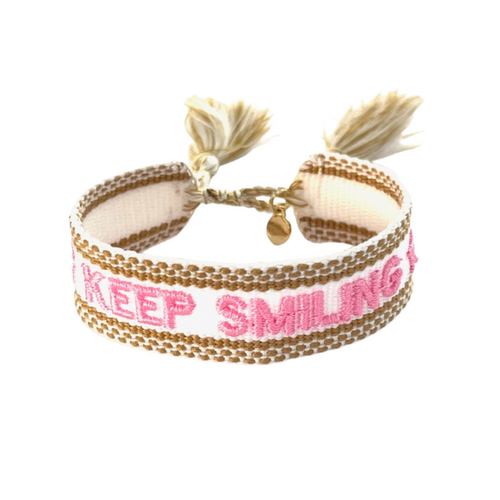 Caryn Lawn Woven Friendship Bracelet Keep Smiling