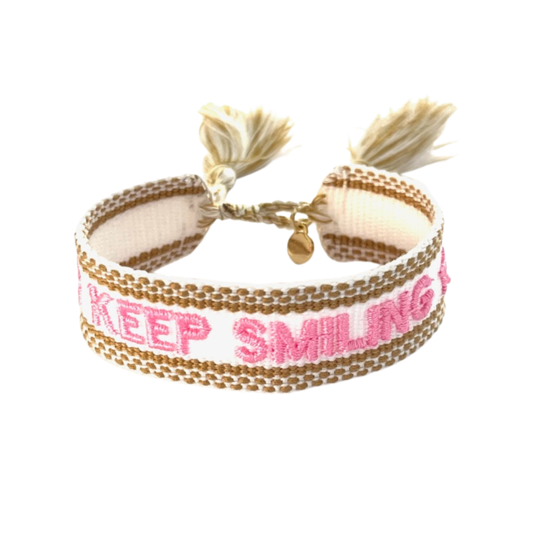 Caryn Lawn Woven Friendship Bracelet Keep Smiling