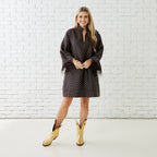 Caryn Lawn AUDREY POLKADOT FEATHER DRESS CHOCOLATE