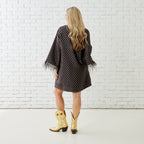 Caryn Lawn AUDREY POLKADOT FEATHER DRESS CHOCOLATE