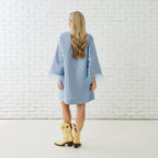 Caryn Lawn AUDREY POLKADOT FEATHER DRESS PALE BLUE