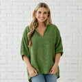 Caryn Lawn BETSY COLLAR TWEED TOP GREEN