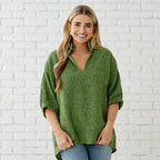 Caryn Lawn BETSY COLLAR TWEED TOP GREEN