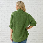 Caryn Lawn BETSY COLLAR TWEED TOP GREEN