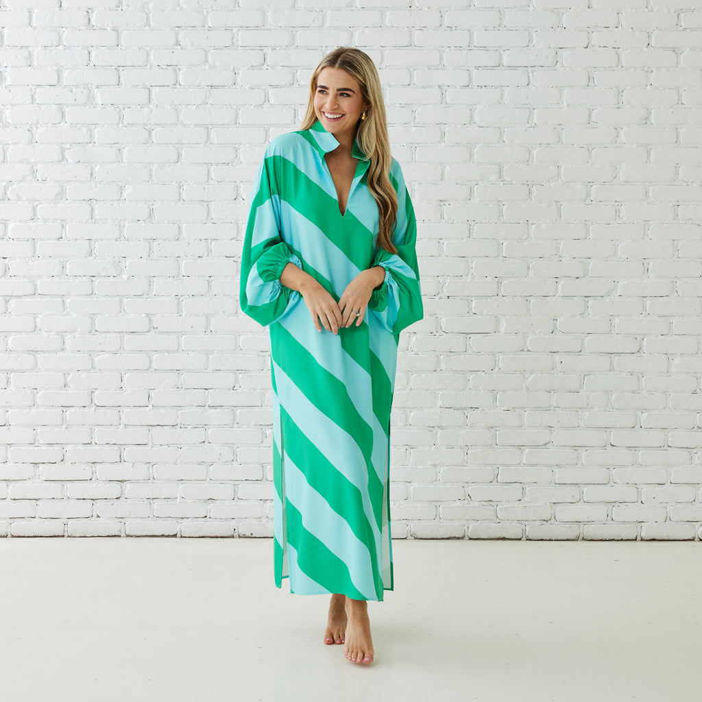 Caryn Lawn COCO CAFTAN AQUA/GREEN