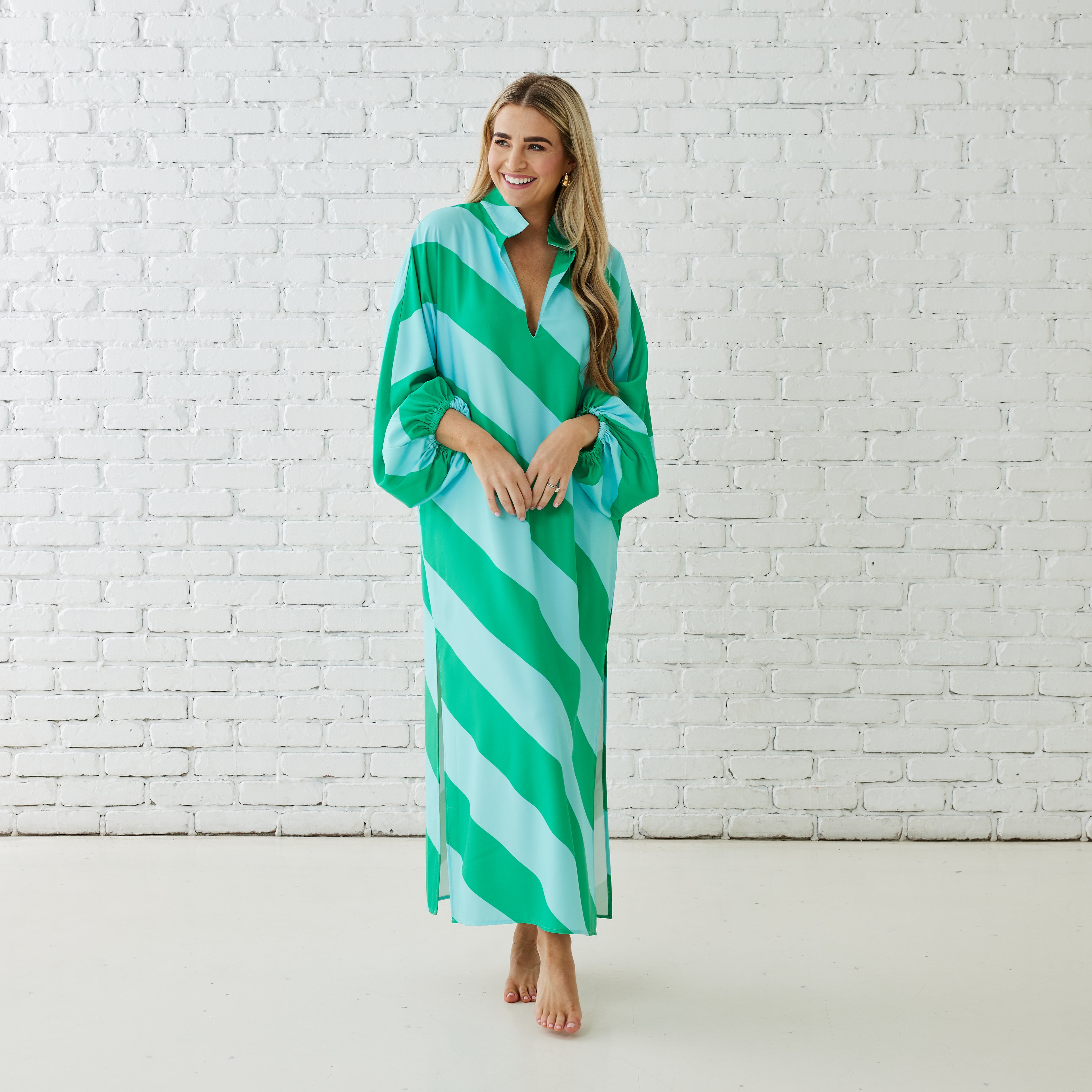 Caryn Lawn COCO CAFTAN AQUA/GREEN