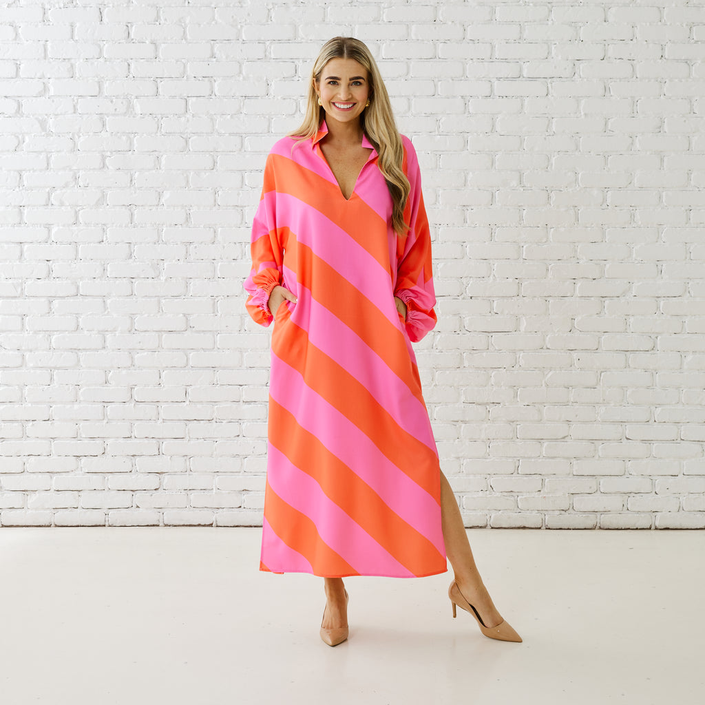 Caryn Lawn COCO CAFTAN PINK/ORANGE
