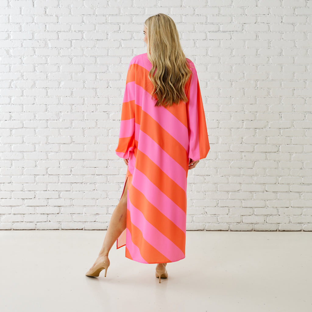 Caryn Lawn COCO CAFTAN PINK/ORANGE
