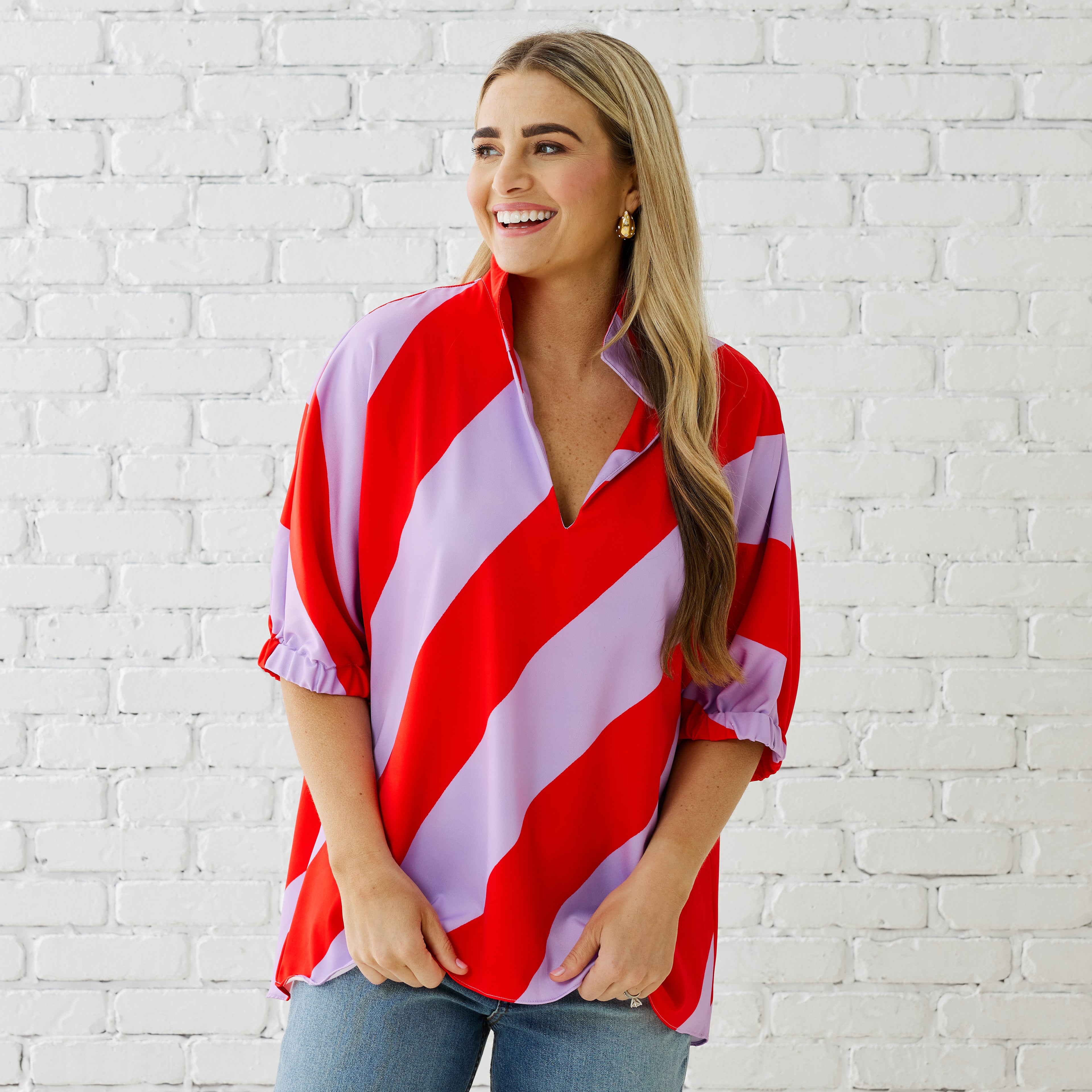 Caryn Lawn COCO TOP LAVENDER/RED