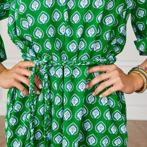 Caryn Lawn Pippi Dress Leaf Kelly