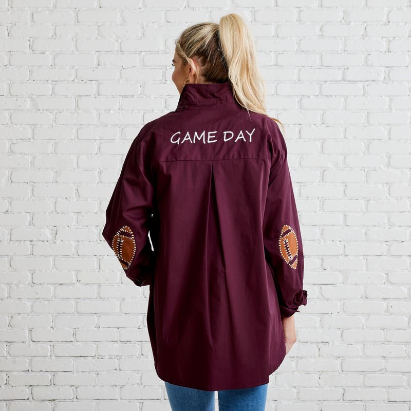 Caryn Lawn Preppy Gameday Top Maroon