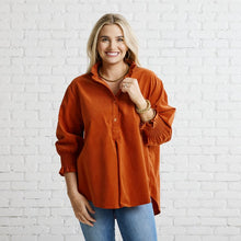 Load image into Gallery viewer, Caryn Lawn Kimberly Corduroy Top Burnt Orange