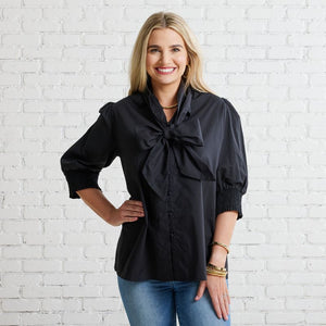 Caryn Lawn Holly Bow Top Black