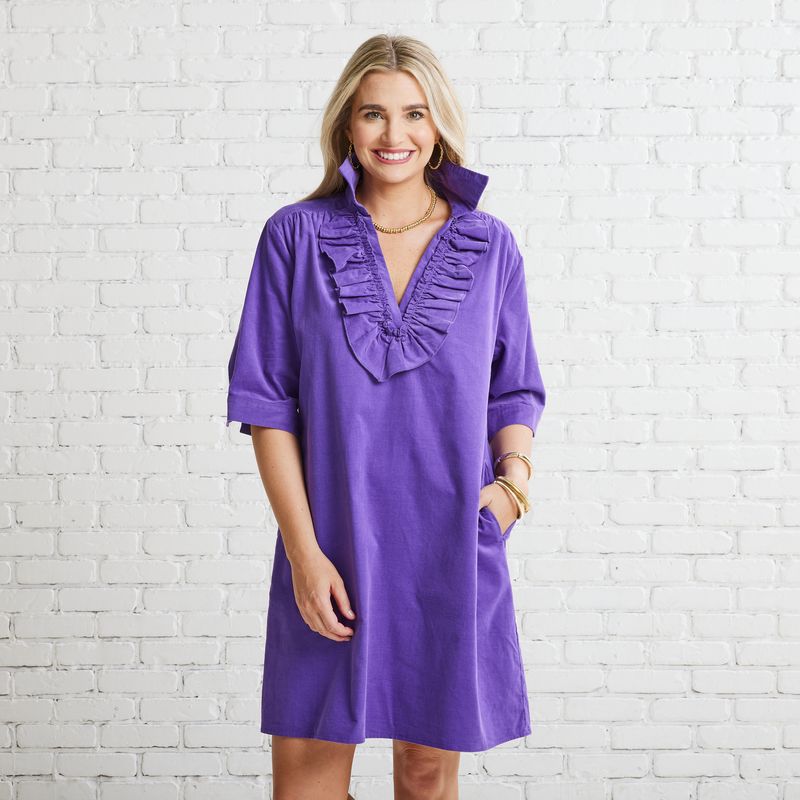 Caryn Lawn Maya Corduroy Dress Purple