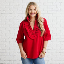 Load image into Gallery viewer, Caryn Lawn Maya Corduroy Top Red