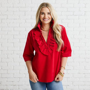 Caryn Lawn Maya Corduroy Top Red