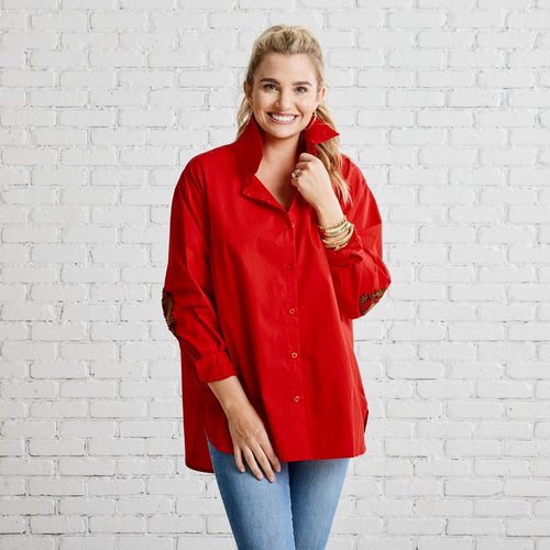 Caryn Lawn Preppy Gameday Top Red