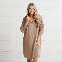 Load image into Gallery viewer, Caryn Lawn Preppy Dress Fall Stripe Khaki