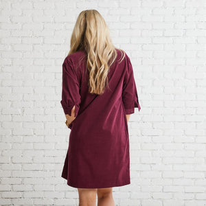 Caryn Lawn Maya Corduroy Dress Maroon