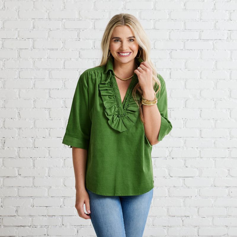 Caryn Lawn Maya Corduroy Top Moss