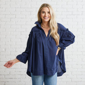 Caryn Lawn Miriam Top Navy