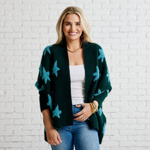 Load image into Gallery viewer, Caryn Lawn Cape Star Sweater Green and Turquoise